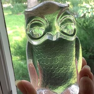 Nachtmann Riedel Bavarian Crystal 4" Owl Paperweight Clear Vintage